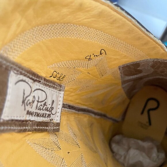 Rod Patrick Mens Cowboy Boots 8.5A Antique Mocha Bison Brown Western Blunt Toe - Picture 11 of 13